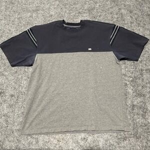 Extreme Gear EXG Colorblock Striped T-Shirt Navy Gray Mens Size Large